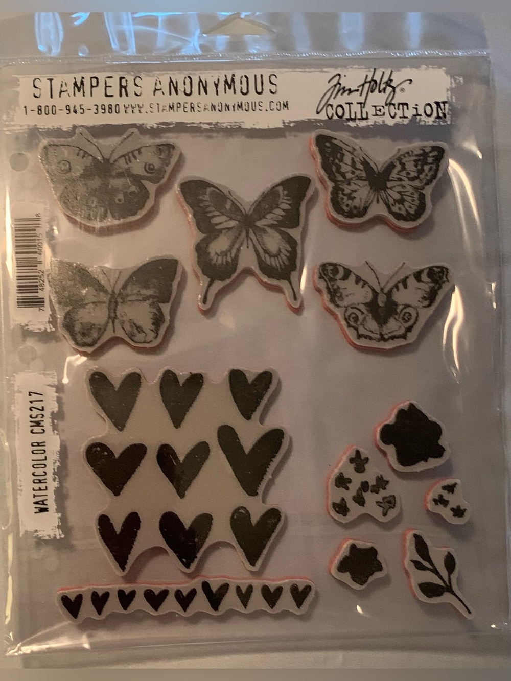 Stampers Anonymous Tim Holtz Watercolor Butterfly & Heart Stamp Set